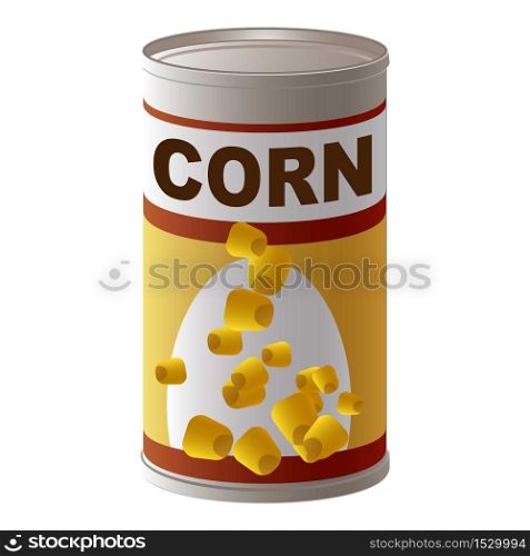 Corn tin can icon. Cartoon of corn tin can vector icon for web design isolated on white background. Corn tin can icon, cartoon style