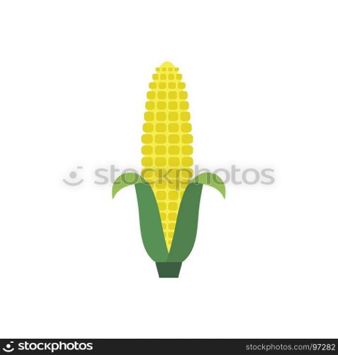 Corn yellow flat icon food natural illustration organic logo vector organic agriculture field farm corncob