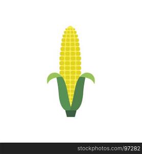 Corn yellow flat icon food natural illustration organic logo vector organic agriculture field farm corncob