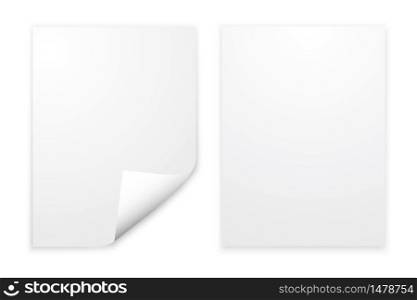 Corner of the page, paper. White sheet stickers vector. Stock Photo. Vector template.