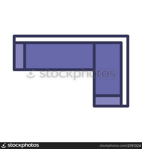 Corner Sofa Icon. Editable Bold Outline With Color Fill Design. Vector Illustration.