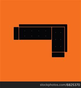 Corner sofa icon. Orange background with black. Vector illustration.