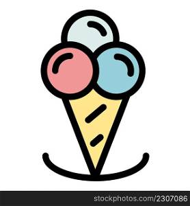Cornet ice creamicon. Outline cornet ice creamvector icon color flat isolated. Cornet ice cream icon color outline vector