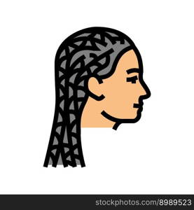 cornrows hairstyle female color icon vector. cornrows hairstyle female sign. isolated symbol illustration. cornrows hairstyle female color icon vector illustration