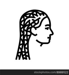 cornrows hairstyle female line icon vector. cornrows hairstyle female sign. isolated contour symbol black illustration. cornrows hairstyle female line icon vector illustration