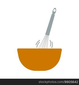 Corolla Mixing In Bowl Icon. Flat Color Design. Vector Illustration.