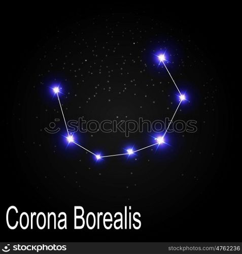 Corona Borealis Constellation with Beautiful Bright Stars on the Background of Cosmic Sky Vector Illustration EPS10. Corona Borealis Constellation with Beautiful Bright Stars on the
