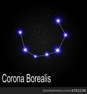 Corona Borealis Constellation with Beautiful Bright Stars on the Background of Cosmic Sky Vector Illustration EPS10. Corona Borealis Constellation with Beautiful Bright Stars on the