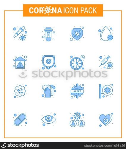 Corona virus 2019 and 2020 epidemic 16 Blue icon pack such as hygiene, positive, protection, type, blood viral coronavirus 2019-nov disease Vector Design Elements