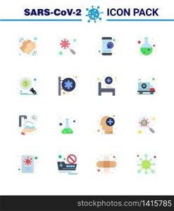 Corona virus 2019 and 2020 epidemic 16 Flat Color icon pack such as lab, test, interfac, service, online viral coronavirus 2019-nov disease Vector Design Elements