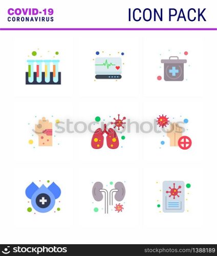Corona virus 2019 and 2020 epidemic 9 Flat Color icon pack such as anatomy, hygiene, emergency, hand, dirty viral coronavirus 2019-nov disease Vector Design Elements