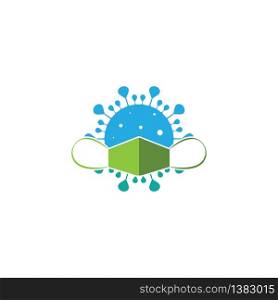 Corona virus cells with mask logo sign symbol design vector Illustration.
