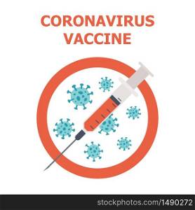 Corona virus COVID-19 medical vaccine. Anti Coronavirus injection. Syringe with antiviral vaccine. Vector illustration on white background. Corona virus COVID-19 medical vaccine. Coronavirus injection. Syringe with antiviral vaccine.