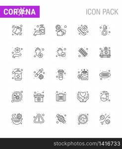 Corona virus disease 25 line icon pack suck as medical, call, sanitizer, touch, pandemic viral coronavirus 2019-nov disease Vector Design Elements