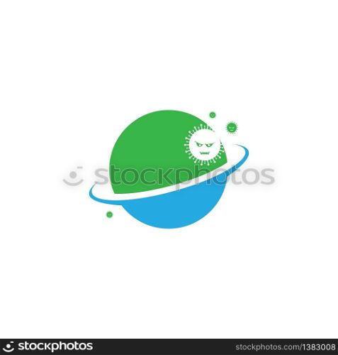 Corona Virus in the world Icon Vector Logo Template Illustration Design