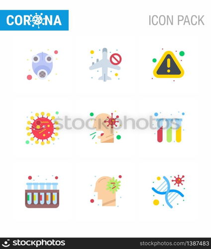 corona virus prevention. covid19 tips to avoid injury 9 Flat Color icon for presentation virus, coronavirus, not allow, bacteria, warning viral coronavirus 2019-nov disease Vector Design Elements