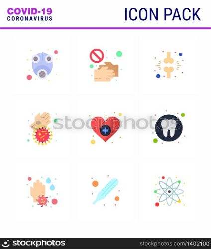 corona virus prevention. covid19 tips to avoid injury 9 Flat Color icon for presentation dirty hands, patient, pandemic, injured, brake viral coronavirus 2019-nov disease Vector Design Elements