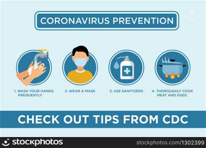 corona virus prevention tips infographic vector design temp[late