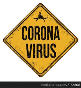 Corona virus vintage rusty metal sign on a white background, vector illustration