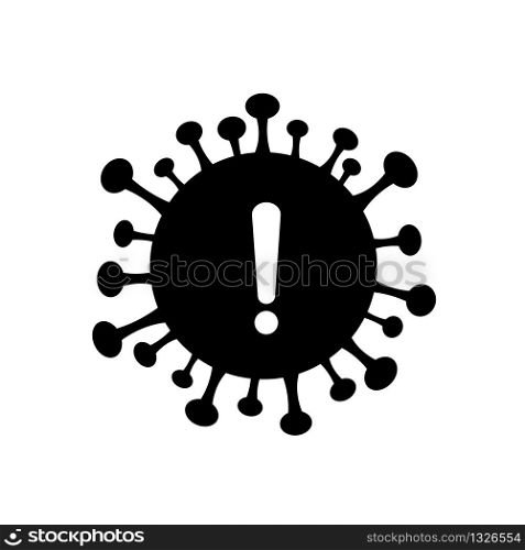 Corona virus warning and attention icon. Exclamation mark health danger sign, COVID-19 epidemic and pandemic symbol
