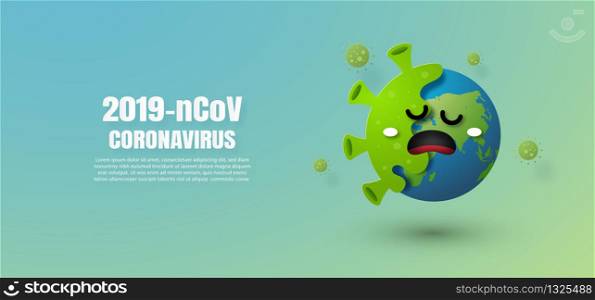 Coronavirus 2019-nCoV concept Infected world by Covid-19 banner background with copy space