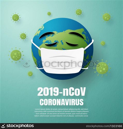Coronavirus 2019-nCoV concept the world wearing face mask to protect disease