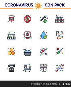 Coronavirus 2019-nCoV (Covid-19) Prevention icon set blood, tubes, danger, test, virus viral coronavirus 2019-nov disease Vector Design Elements