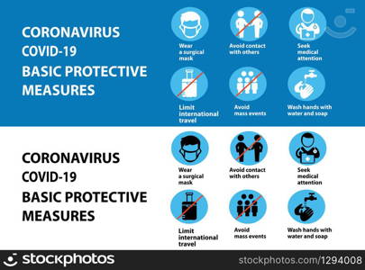 Coronavirus 2019-nCoV prevention tips, how to prevent coronavirus. Infographic elements. Pneumonia disease. Blue background.. Coronavirus 2019-nCoV prevention tips, how to prevent coronavirus. Infographic elements.