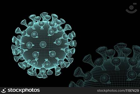 Coronavirus 2019-nCoV virus. 3d illustration on black background. Coronavirus 2019-nCoV virus. 3d illustration on black