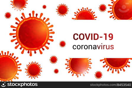 Coronavirus, an abstract background with an image of the virus. Red on a white background.. Coronavirus, an abstract background with an image of the virus.