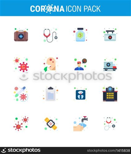 Coronavirus Awareness icon 16 Flat Color icons. icon included coronavirus, sign, antivirus, medical, board viral coronavirus 2019-nov disease Vector Design Elements