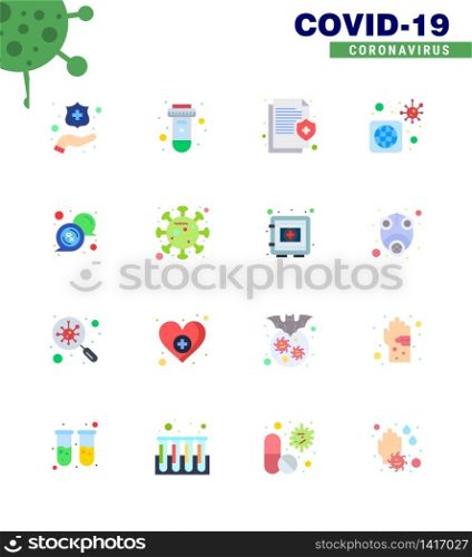 Coronavirus Awareness icon 16 Flat Color icons. icon included medical, infected, information, virus, worldwide viral coronavirus 2019-nov disease Vector Design Elements