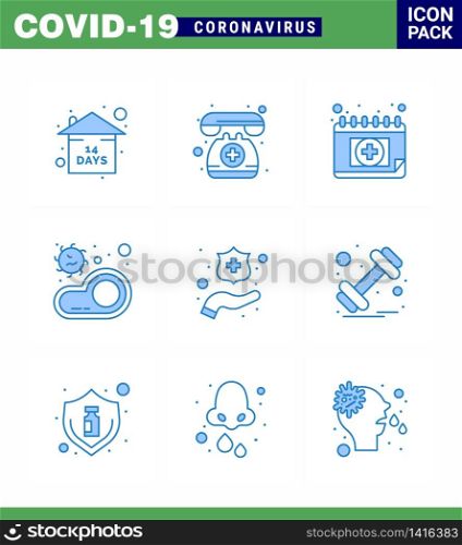 Coronavirus Awareness icon 9 Blue icons. icon included protect hands, transmission, appointment, meat, bacteria viral coronavirus 2019-nov disease Vector Design Elements