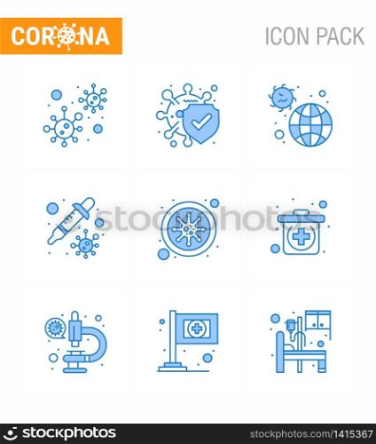 Coronavirus Awareness icon 9 Blue icons. icon included virus, petri, safe, dropper, pandemic viral coronavirus 2019-nov disease Vector Design Elements