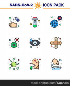 Coronavirus Awareness icon 9 Filled Line Flat Color icons. icon included safety, mask, virus, flu, covid viral coronavirus 2019-nov disease Vector Design Elements