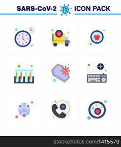 Coronavirus Awareness icon 9 Flat Color icons. icon included coronavirus, tubes, virus, test, blood viral coronavirus 2019-nov disease Vector Design Elements