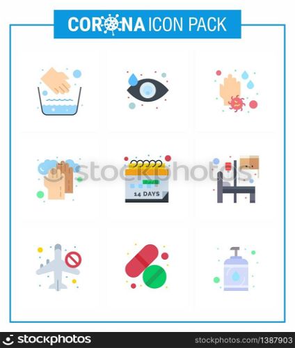 Coronavirus Awareness icon 9 Flat Color icons. icon included event, washing, hand, medical, healthcare viral coronavirus 2019-nov disease Vector Design Elements