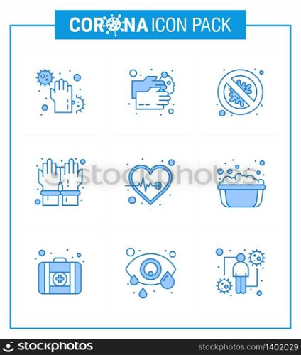 Coronavirus awareness icons. 9 Blue icon Corona Virus Flu Related such as safety, gloves, washing, danger, security viral coronavirus 2019-nov disease Vector Design Elements