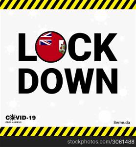Coronavirus Bermuda Lock DOwn Typography with country flag. Coronavirus pandemic Lock Down Design