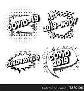 Coronavirus - Collection of vector illustrated comic book style phrases on white background.