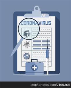 Coronavirus concept vector. Syringe with vaccine, medical bag, vaccination calendar. Health care vector illustration for website, apps.. Coronavirus concept vector. Syringe with vaccine, medical bag, vaccination calendar. Health care vector illustration for website
