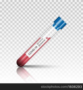Coronavirus covid 19 infected blood s&le in test tube, vector illustration