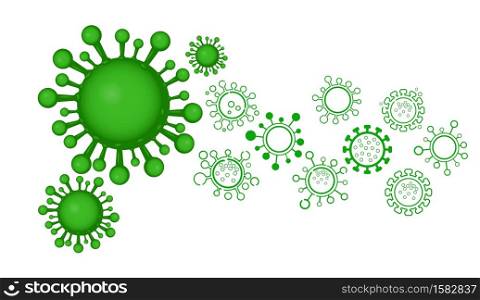 Coronavirus (COVID-19) symbol. The green virus symbol On a white background. and Simple set of virus or bacteria related vector icons for your design.
