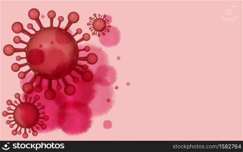 Coronavirus COVID-19. The red virus symbol On a red background With a blank space for text For your designs on the prevention and control of COVID-19