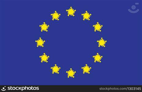 Coronavirus COVID-19 virus alert on European Union concept. EU flag