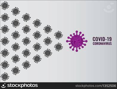 Coronavirus COVID-19 virus symbol and icon. China pathogen respiratory influenza covid virus cells. vector illustration