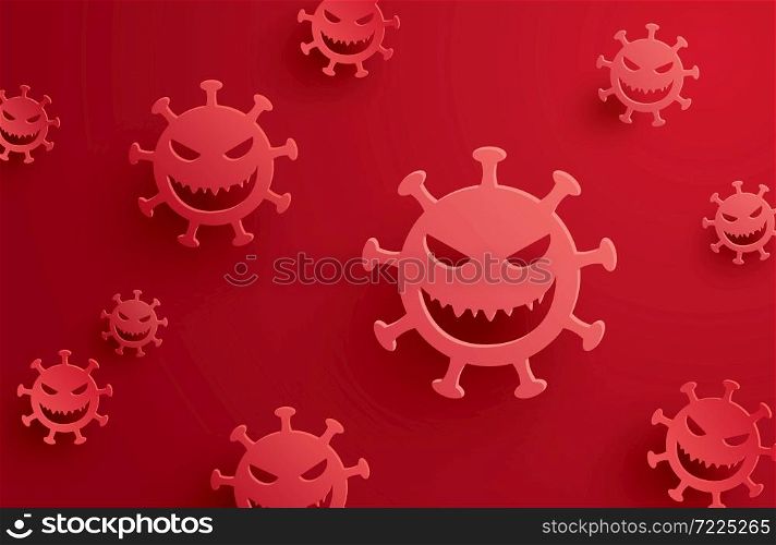 coronavirus covid-19 with symbol danger sign on red background.