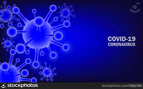 Coronavirus disease COVID-19, medical illustration. That has 3d virus symbol on blue background
