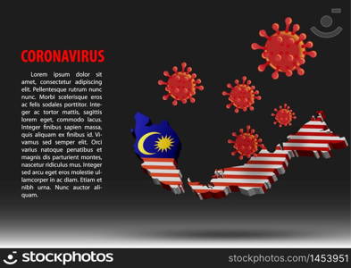 coronavirus fly over map of malaysia within national flag,vector illustration