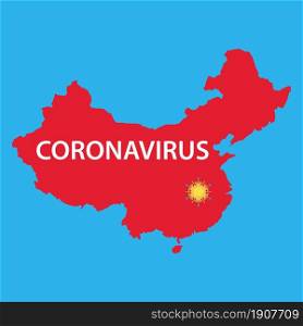Coronavirus icon, 2019-nCov novel coronavirus concept resposible for asian flu outbreak and coronaviruses influenza as dangerous flu strain cases as a pandemic. Vector illustration in flat style.. Coronavirus icon, 2019-nCov
